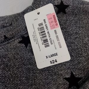 NWT Women's top Gray with stars XL